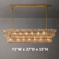 Lustre linéaire en verre fumé à 2 niveaux de 54 pouces, style américain de luxe, pour salle à manger, îlots de cuisine