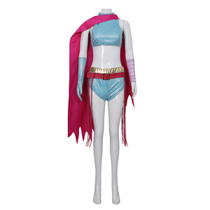 Costume assorti mère-fille inspiré de la <span class=keywords><strong>gazelle</strong></span>, haut court bleu brillant et short avec cape rouge, tenue de fête d'Halloween pour cosplay - Product Image 2