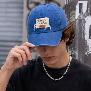 Distressed Denim Unisex Baseball <b>Cap</b> <b>Vintage</b> Washed Cotton Hat Frayed Label Adjustable Unisex Retro Streetwear Dad <b>Cap</b> Wholesale - Product Image 4