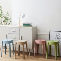 Tabouret de comptoir couleur macaron en plastique épaissi, empilable, chaise de cuisine à assise ronde pour la maison, l'hôtel et les événements