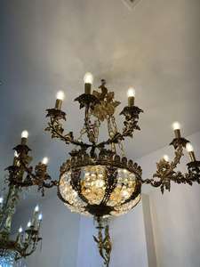 푸푸 로코코 럭셔리 골드 앤티크 브래스 크리스탈 LED 샹들리에 유럽 스타일 대형 호텔용 스위치 컨트롤 - Product Image 3