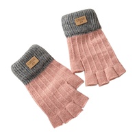 Gants tricotés demi-doigt d'automne et d'hiver Gants acryliques chauds sans doigts pour femmes