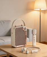En gros, Enceinte sans fil portable avec double microphone sans fil, machine de karaoké et haut-parleur stéréo à basses pour cadeau de fêtes