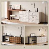 Coiffeuse à rabat en bois massif avec miroir intégré et tiroirs, style mi-saison, pour chambre principale