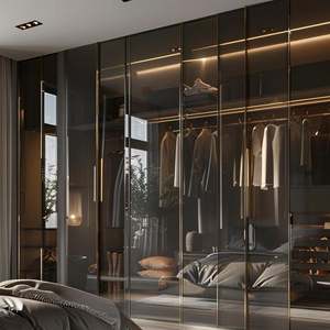 Armoire moderne avec porte en verre, fabrication d'usine pour 2025, pour chambres d'appartements et de villas - Product Image 1