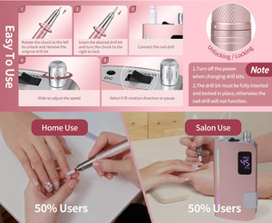 Taladro Eléctrico Profesional para Uñas, Forma de Pluma, Motor sin Núcleo, 45000 RPM, Recargable, Herramienta Portátil para el Cuidado de las Uñas - Product Image 4