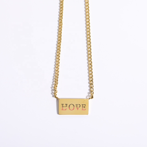 Medallón de Oro de 18K PVD impermeable con letras grabadas, gargantilla de acero inoxidable, cadena de eslabones cubanos cuadrados - Product Image 6