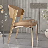 Chaise de salle à manger en acier inoxydable de style italien, luxe léger, avec dossier en cuir, design moderne pour la maison et la restauration