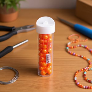 Perline Ilan Abalorio 8 mm arancioni per la creazione di gioielli, 12 pezzi per tubo - Product Image 2