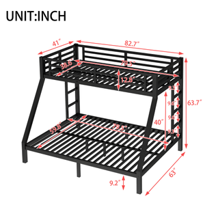 Lit superposé en métal robuste et moderne avec <span class=keywords><strong>3</strong></span> <span class=keywords><strong>couchages</strong></span>, barrières de sécurité et échelle facile d'accès pour l'école, les enfants et les adultes - Product Image 3