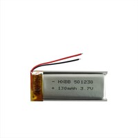 501230 3.7V 130mAh 2 kabel baterai Li-Ion untuk TWS Earphone Earbuds Headset MP3 Speaker L0128