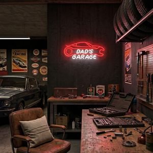 Enseigne néon « <span class=keywords><strong>Garage</strong></span> de Papa » pour Papa, Enseigne néon LED « <span class=keywords><strong>Voiture</strong></span> de sport rouge » pour <span class=keywords><strong>Garage</strong></span>, Enseignes néon pour Hommes, Cadeau Fête des Pères, Enseignes néon personnalisées - Product Image 3