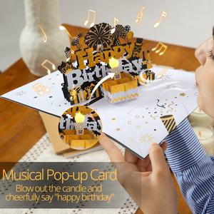 Tarjeta de <span class=keywords><strong>Cumpleaños</strong></span> 3D Musical, Reproduce la Canción de Feliz <span class=keywords><strong>Cumpleaños</strong></span> al Abrir la Tarjeta 3D Pop-up, con Luz LED y Vela - Product Image 4