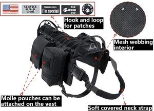 Rompi Anjing Taktis Kualitas Dapat Disesuaikan <span class=keywords><strong>Harness</strong></span> Operasi <span class=keywords><strong>Molle</strong></span> Oxford - Product Image 3