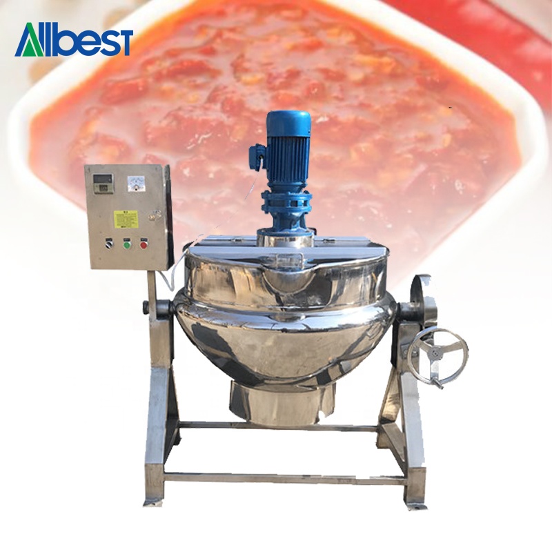 Industrial Big Commercial Kitchen Vacuum Pot Cooker Mixer Sauce Fruit Jam Tomato Paste Mixing Cooking Machine With Huge Boiler