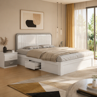 Offre Spéciale : Ensemble de Chambre Moderne pour Fille avec Lit Queen Size, Armoire Coulissante de Luxe 1,5 m et Rangement, Finition Haute Brillance