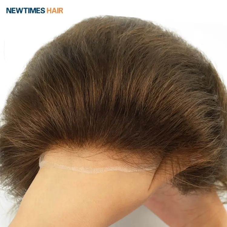 Newtimes 머리 주문 가득 차있는 스위스 레이스 사람의 모발 보충 남자 toupee 가발 사람의 모발 체계