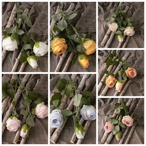 Fleur artificielle CallaFloral, rose rose clair, branche unique, polyester, décoration d'intérieur, bouquet de mariage - Product Image 3
