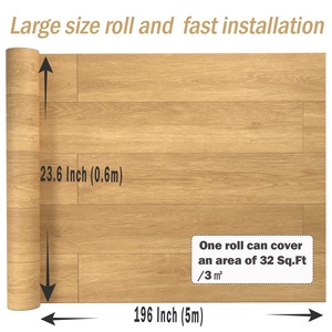 Self-Adhesive Waterproof <strong>PVC</strong> <strong>Vinyl</strong> <strong>Flooring</strong> Roll Peel Stick Wood Tiles for Kitchen RV Other Spaces with Plain Surface Texture - Product Image 2