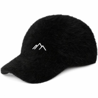 Casquette de baseball vintage personnalisée noire en fausse fourrure avec nœuds, visière incurvée en jersey, douce et chaude, pour homme et femme, sports d'équipe
