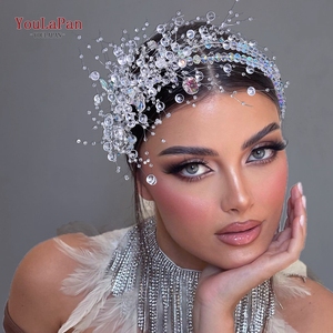 YouLaPan Braut-Kristall-Stirnband Hochzeits-Kopfschmuck Eleganter Braut-Kopfschmuck Damen-Tiara Haaraccessoires Handgefertigtes Haarband <span class=keywords><strong>HP901</strong></span> - Product Image 2