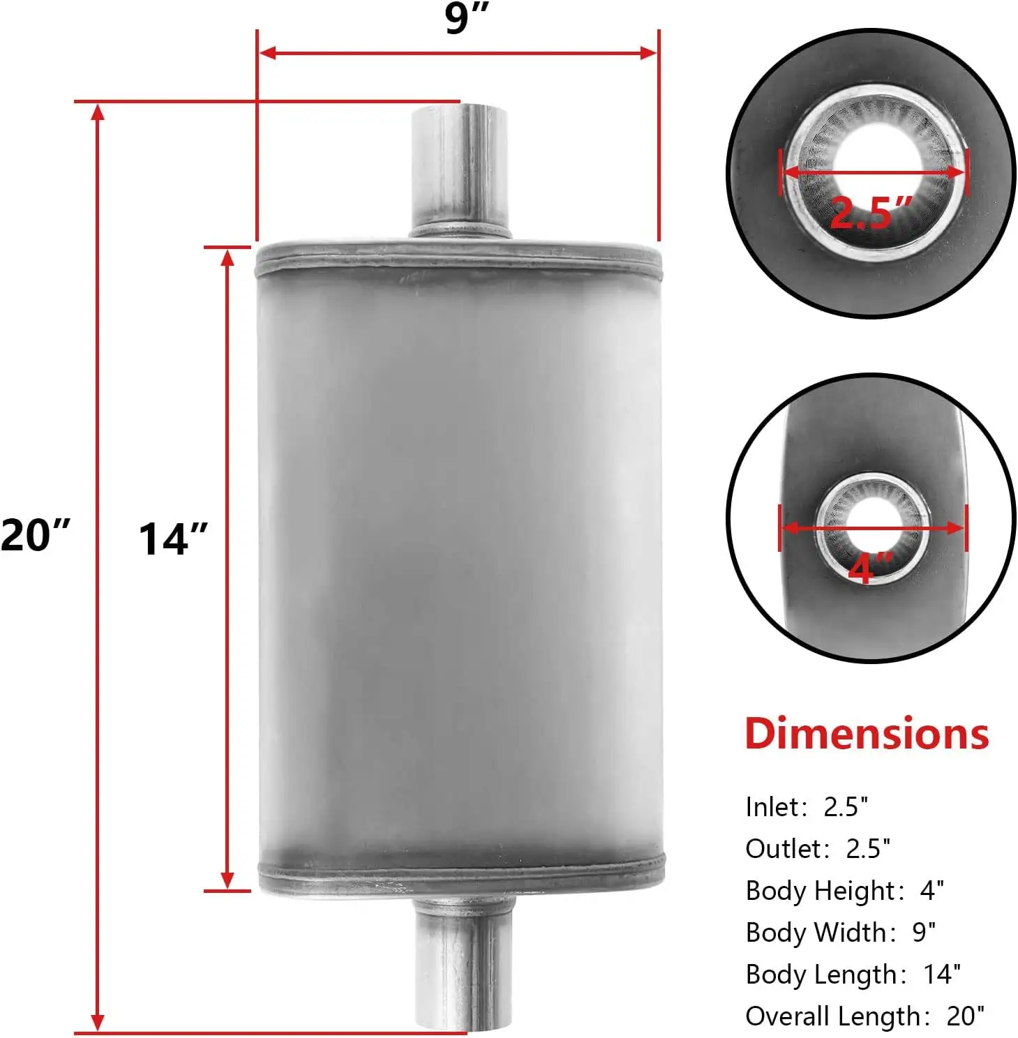 Universal-Auspuffröhrchen mit gerader Spitze Schalldämpfer Edelstahl Auspuffdämpferrohr für Auto