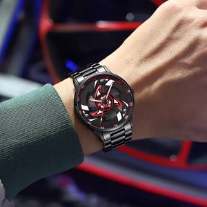 Reloj de pulsera deportivo de acero inoxidable negro con movimiento de cuarzo giratorio creativo de la serie New Watch Car, ideal para regalo. - Product Image 4