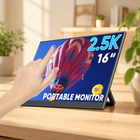 Moniteur portable tactile 2,5K de 16 pouces Plug-and-Play, écran IPS QHD ultra-fin avec support pour ordinateur portable, tablette, téléphone (vente en gros)