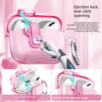 Vente en gros d'étuis transparents personnalisés en cristal clair avec verrouillage pour les nouveaux accessoires AirPods 4 Pro 2 Pro 3, fourniture d'usine