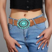 Sabuk Denim Retro Bohemian Lintas Batas untuk Wanita Pria dengan Gesper Plat Logam, Panjang 105-125cm, Stok Pabrik