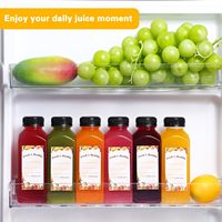 Botellas de Plástico para Jugo de 360 ml con Tapas, Botellas Reutilizables con Cepillo, Embudo y Etiquetas para Jugos y Smoothies de 12 oz