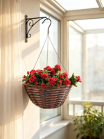 Pot suspendu tressé multicolore torsadé, crochet métallique, doublure en plastique imperméable, panier à fleurs suspendu d'intérieur