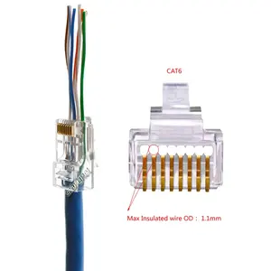 Ethernet RJ45 Connector 8P8C Gold-plated Cat 6 RJ45 Connectors