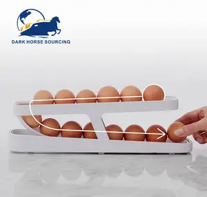 स्वचालित रोलिंग अंडे धारक अंडा डिस्पेंसर 2 टियर रोलडाउन रेफ्रिजरेटर अंडे