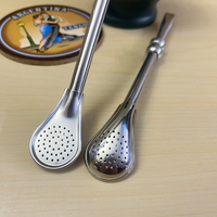 HSYM003 Cuillère à maté en acier inoxydable argenté de 175 mm et cuillère à bombilla