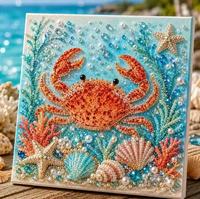 Kit DIY Thème Océan Perles Artistiques Peinture Diamant 3D Artisanat Mural Strass Décoration Côtière pour Débutants Cadeau d'Anniversaire Créatif
