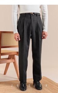 <span class=keywords><strong>Pantaloni</strong></span> Casual da Uomo a Gamba Dritta, Nuova Collezione Primavera, Stile Britannico, a Vita Media, con Doppia Pieghe, in Finto <span class=keywords><strong>Lino</strong></span> a Spina <span class=keywords><strong>di</strong></span> Pesce - Product Image 4