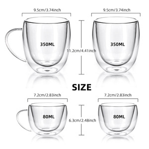 Tazas de café de doble pared de vidrio de 80 ml, juego de vasos para expreso, aislamiento térmico antiescaldaduras para adultos - Product Image 2