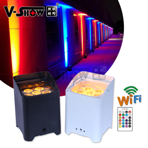 VSHOW WBRF0606 Bühnenlicht 6 Stück 18W RGBWA UV <span class=keywords><strong>Freedoom</strong></span> LED-Licht Kabellose Akku-Uplights WLAN DJ-Uplight für Hochzeiten - Product Image 2