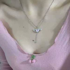 Collana <span class=keywords><strong>Cuore</strong></span> di Cupido con Zirconia a Forma di <span class=keywords><strong>Cuore</strong></span>, Design Angelo per il Colletto, Lussuosa Collana a <span class=keywords><strong>Cuore</strong></span> N241131 - Product Image 3