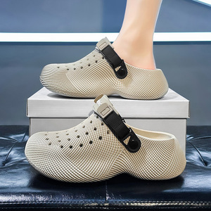Multi Holes Breathable Clogs Men Shock Absorbing Thick Platform Sole Wear Resistant Two Ways Wear Comfort Flip Flops <b>Slippers</b> - Product Image 5