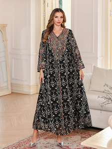 Luxury Embroidered Muslim Women embroidered tulle lace Kaftan <b>Dress</b> Dubai Abaya Maxi <b>Dress</b> Moroccan Jalabiya <b>Eid</b> Party Gown - Product Image 2
