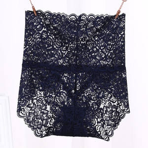 Culottes en dentelle pour femmes, taille haute, sexy, transparentes, G-STRING, grande taille, hanches, abdomen, sans couture, antibactériennes, respirantes, en pur coton - Product Image 5