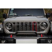 Grille de calandre avant pour Jeep Wrangler Rubicon Sahara Sport JL/JT 2018-2024 avec trou pour caméra, plastique noir
