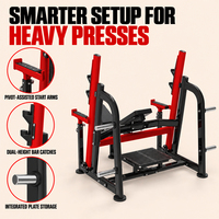Banc de musculation inclinable professionnel avec bras de sécurité et rangement pour plaques, idéal pour l'entraînement de la force de la poitrine et des épaules