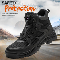 Bottes de travail à boucle rotative pour hommes, chaussures de sécurité à bout en acier, chaussures de sécurité respirantes, chaussures indestructibles, résistantes aux perforations