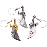 Porte-clé avec couteau, modèle d'arme, pendentif en métal avec bouclier de hache, porte-clés, vente en gros