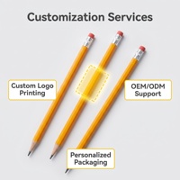 Crayons promotionnels jaunes HB avec gomme, pré-affûtés, hexagonaux, écriture fluide, vente en gros pour écoles et bureaux, logo personnalisé, cadeau OEM