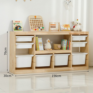 Mobiletto Organizzatore Giocattoli in Legno di Pino Massiccio Naturale Ecologico per Cameretta Bambini, <span class=keywords><strong>Scaffale</strong></span> <span class=keywords><strong>Montessori</strong></span> per Asilo Nido - Product Image 5