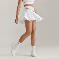 Set rok wanita 2 potong, setelan rok tenis, pakaian tenis mewah, modis, atasan Tank Top setengah ritsleting dan rok pinggang tinggi